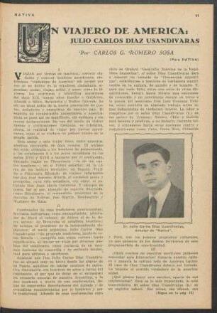 Un viajero de América: Julio Carlos Díaz Usandivaras