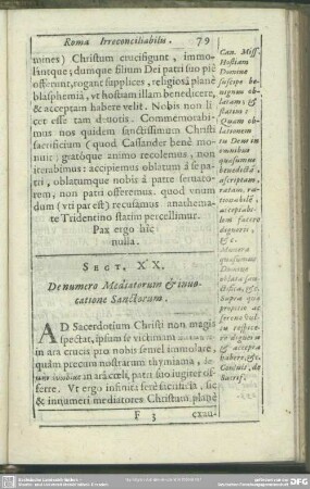 Sect. XX. De numero Mediatorum & invocatione Sanctorum