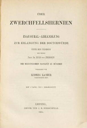 Ueber Zwerchfells hernien : (Münchener) Inaugural-Abhandlung