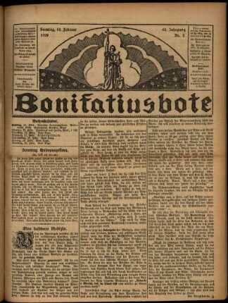 Erste Ausgabe vom Sonntag, den 14. Februar 1926.