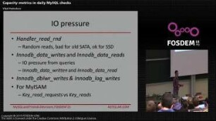 Capacity metrics in daily MySQL checks