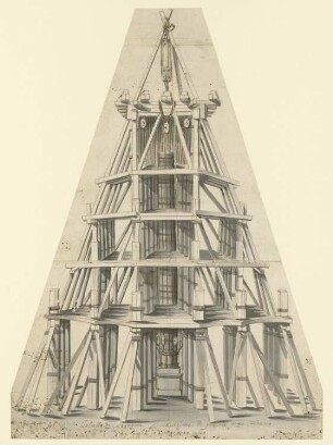 Säule mit Holzgerüst