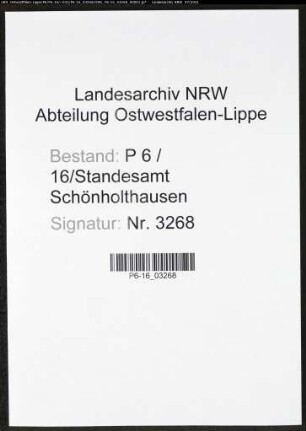 Heiratsregister Standesamt Schönholthausen