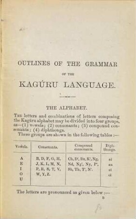 Grammar of the Kagúru language, Eastern Equatorial Africa