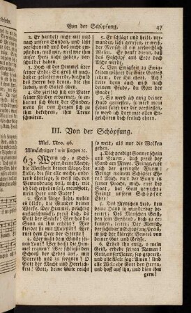 47-63, III. Von der Schöpfung. - IV. Von der göttlichen Vorsehung in Erhaltung und Regierung der Welt.