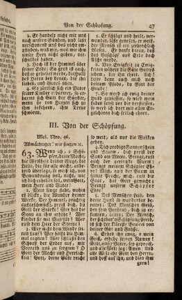 47-63, III. Von der Schöpfung. - IV. Von der göttlichen Vorsehung in Erhaltung und Regierung der Welt.