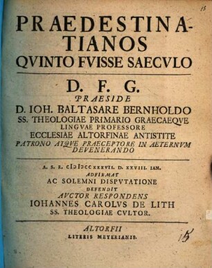 Praedestinatianos quinto fuisse saeculo