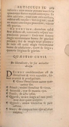 Quaestio CXVII. De liberalitate, in sex articulos divisa.