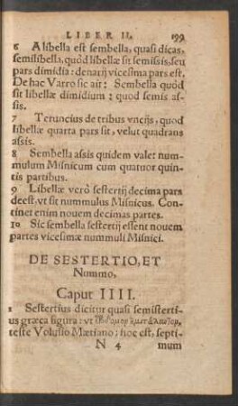 De Sestertio, et Nummo, Caput IIII.