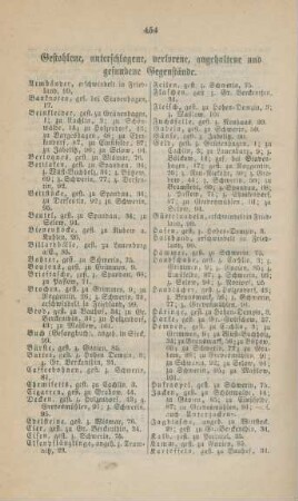 Gestohlene, unterschlagene, verlorne, angehaltene und gefundene Gegenstände
