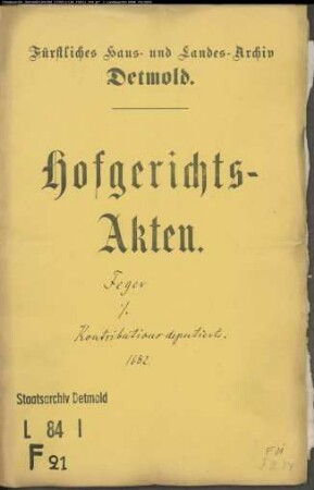 Feger, Johanns Erben zu Salzuflen gegen Kontributionsdeputierte zu Salzuflen - Schuldforderung