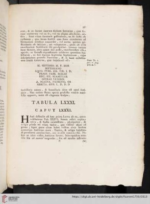 Tabula LXXXI. Caput LXXXI