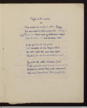Vögel in der nacht : [SW XVI: keine Sigle]; [SW XVI, S. 24/147] / Paul Verlaine