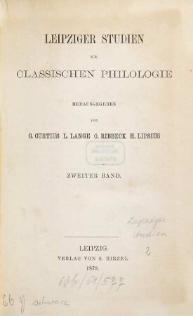 Leipziger Studien zur classischen Philologie. 2. 1879