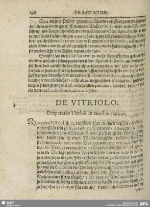 De Vitriolo. Praeparatio Vitrioli in morbis caducis.