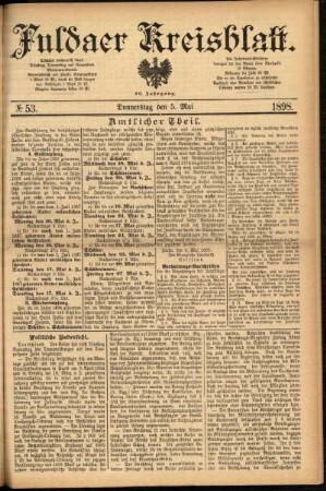Erste Ausgabe vom Donnerstag, den 05. Mai 1898.