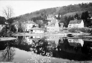 Freiburg: Stadtgartenerweiterung, Teich mit Blick auf Schlossberg