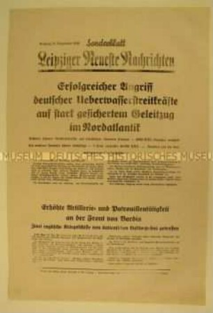 Sonderblatt der "Leipziger Neuesten Nachrichten" zum Seekrieg