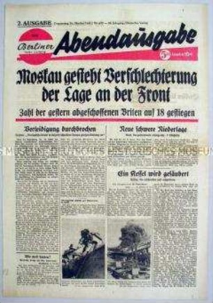 Titelblatt der Abendausgabe der "Berliner Volks-Zeitung" zum Krieg gegen die Sowjetunion