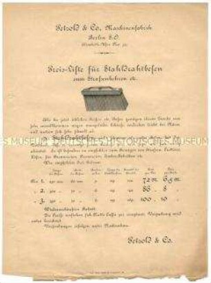Preisliste für Stahldrahtbesen