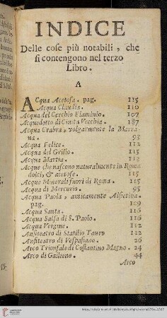 Indice delle cose più notabili, che si contengono nel terzo Libro