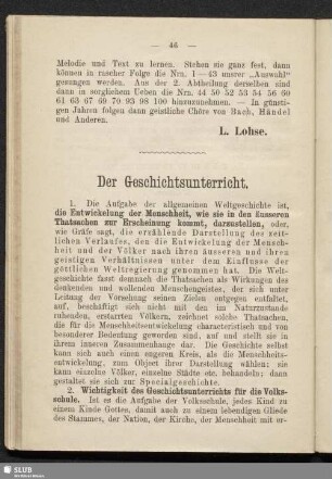 Der Geschichtsunterricht : Geschichtsunterricht