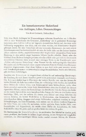 Ein bemerkenswerter Skelettfund von Aulfingen, Ldkrs. Donaueschingen