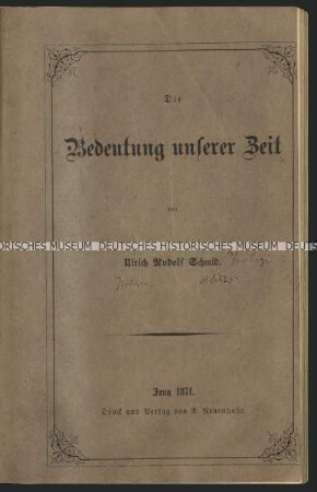 Die Bedeutung unserer Zeit von Ulrich Rudolf Schmid