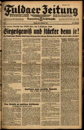 Ausgabe vom Freitag, den 03. Januar 1941.