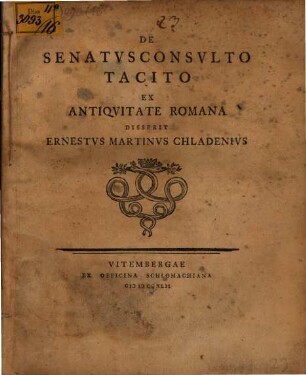 De Senatvs-Consvlto Tacito Ex Antiqvitate Romana
