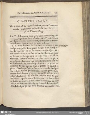 Chapitre LXXXVI. De la fonte de la mine de cuivre par un Fourneau courbe, suivant la méthode du bas Hartz & de Rammelsberg