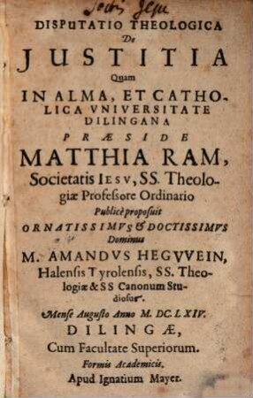 Disputatio Theologica De Justitia