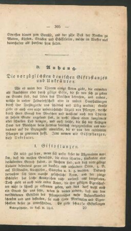 D. Anhang. Die vorzueglichsten deutschen Giftpflanzen und Unkraeuter.