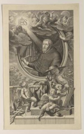 Bildnis eines Kardinals mit Vision des Christus-Monogramms