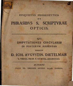 Disquisitio hermeneutica de phrasibus s. Scripturae opticis