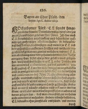 126-127, Bayrn an Chur Pfaltz den letzten April Anno 1619