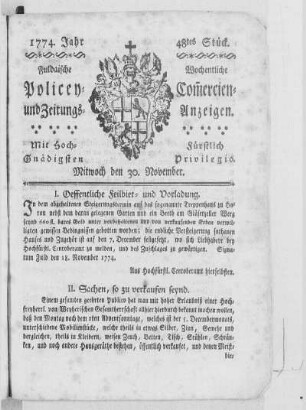 48tes Stück., Ausgabe vom 30. November 1774