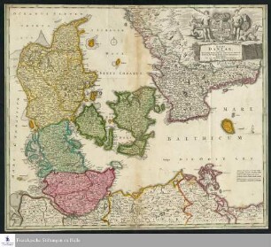 Regni Daniae, in quo sunt Ducatus Holsatia et Slesvicum, Insulæ Danicæ, Provinciæ Iutia Scania Blekingia etc. Nova Tabula
