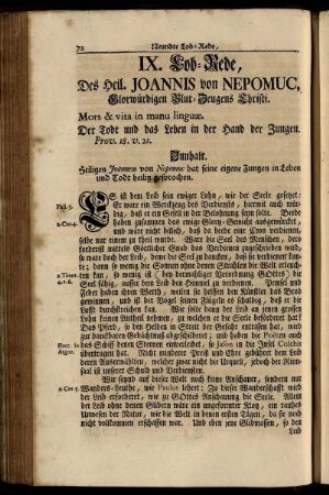 IX. Lob-Rede, Des Heil. Joannis von Nepomuc... - XIII. Lob-Rede, Des Heiligen Kaysers Henrici.