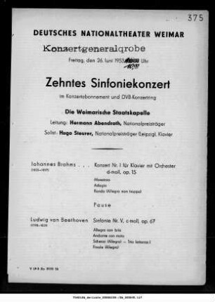 Konzertgeneralprobe [...] Zehntes Sinfoniekonzert