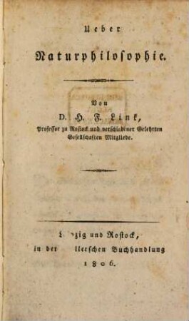 Ueber Naturphilosophie