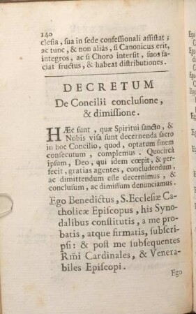 Decretum De Concilii conclusione, & dimissione.