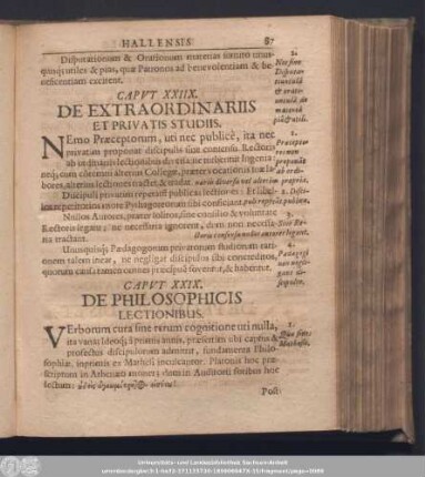 Caput XXIX. De Philosophicis Lectionibus.