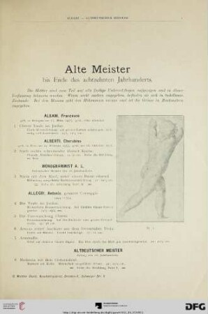 Alte Meister bis Ende des achtzehnten Jahrhunderts (Nr. 1-199)