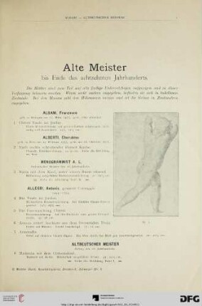 Alte Meister bis Ende des achtzehnten Jahrhunderts (Nr. 1-199)