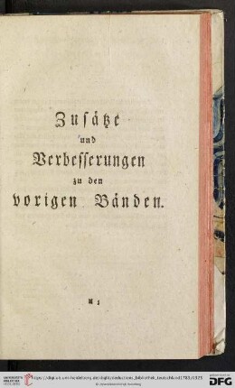 Zusaetze und Verbesserungen zu den vorigen Baenden