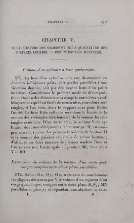 Chapitre V. De La Cubature Des Solides Et De La Quadrature Des Surfaces Courbes. - Des Intégrales Multiples.