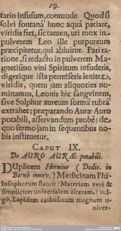 CAPUT IX. De AURO AURAE potabili.