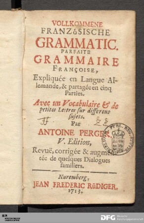 Vollkommene Französische Grammatic