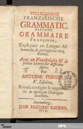 Vollkommene Französische Grammatic